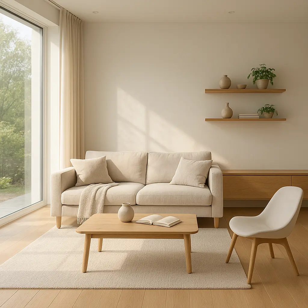 Helles Wohnzimmer mit modernem Interior Styling